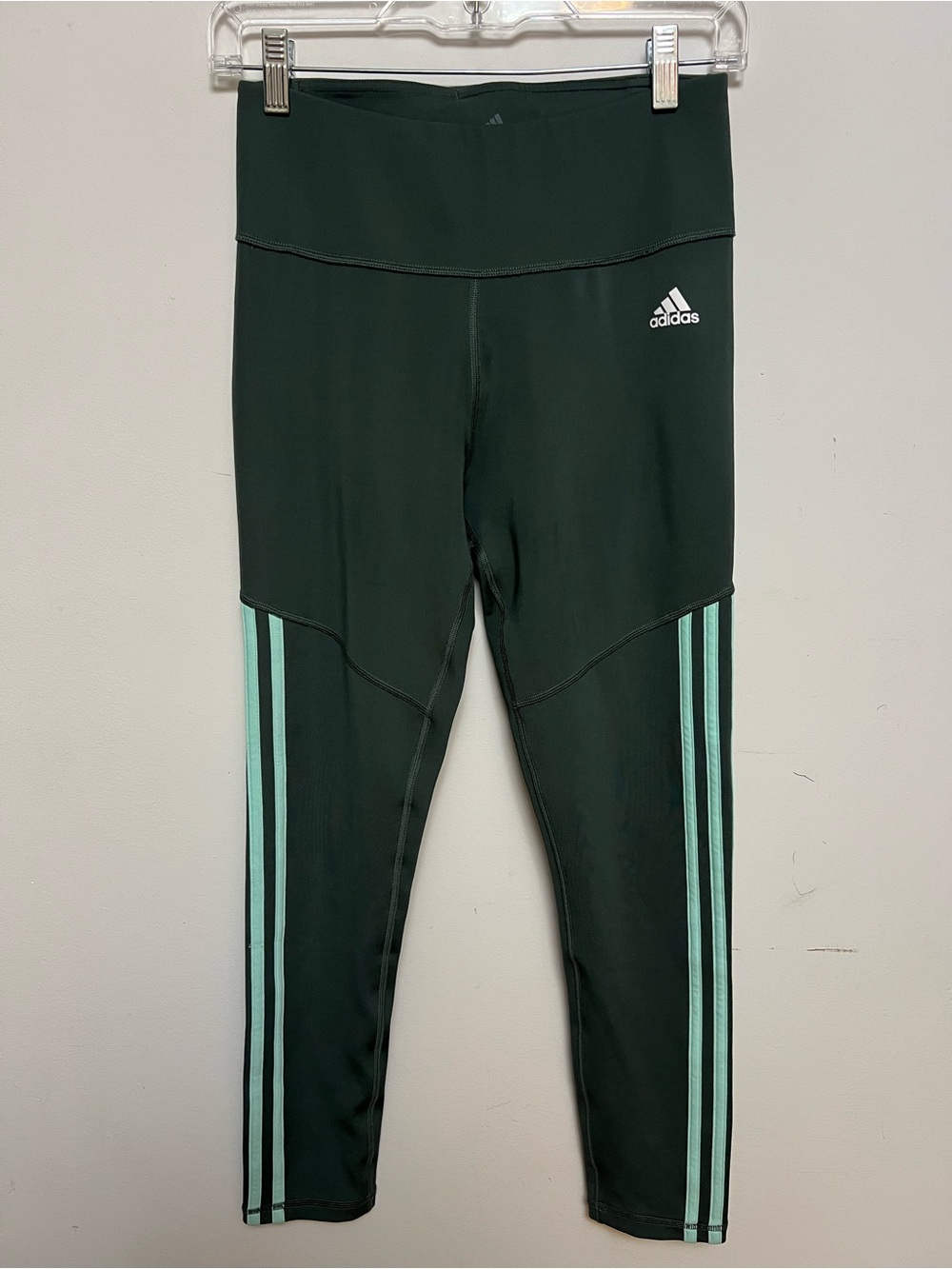 Adidas Climalite High Rise Green Mint Stripe Leggings S